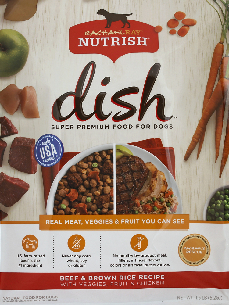 Rachael Ray Nutrish Dish Food for Dogs Super Premium Beef Brown Rice Recipe with Veggies Fruit Chicken