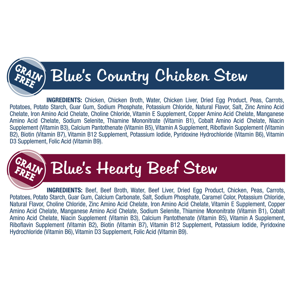 Blue Buffalo Blue Food for Dogs Natural Country Chicken Stew Hearty Beef Stew Variety Pack